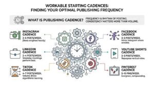 Infographic titled 'Understanding Modern Social Media Marketing' detailing why social media marketing matters, a 5-step weekly operational loop, trust and buying decisions, and the content-to-conversion path.