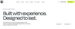 Bluestone98 independent brand and digital design agency homepage featuring bold typography and service overview
