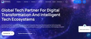 Newwave Solutions homepage showcasing global tech partnership for digital transformation and AI software development